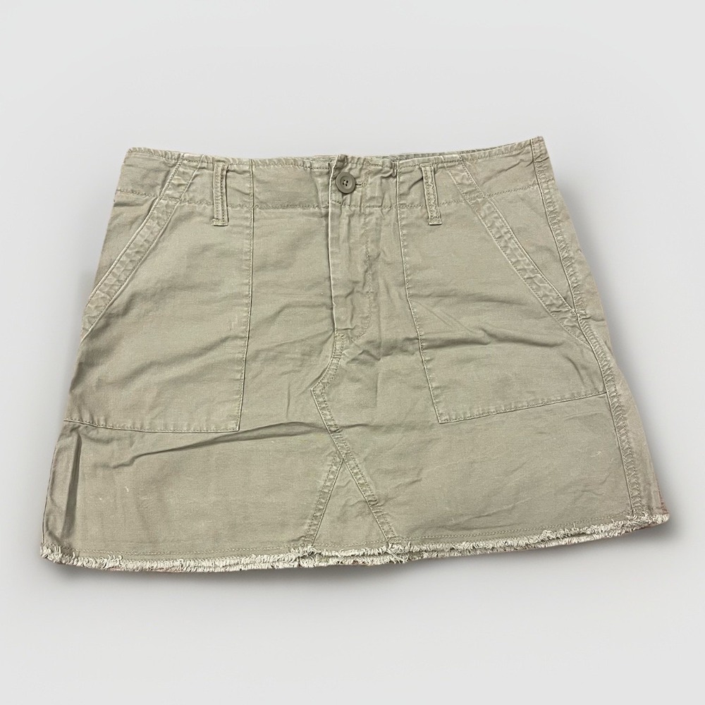 Y2K GAP Mini Cargo Skirt Women's 10‎ Olive Green Utility Raw Hem
